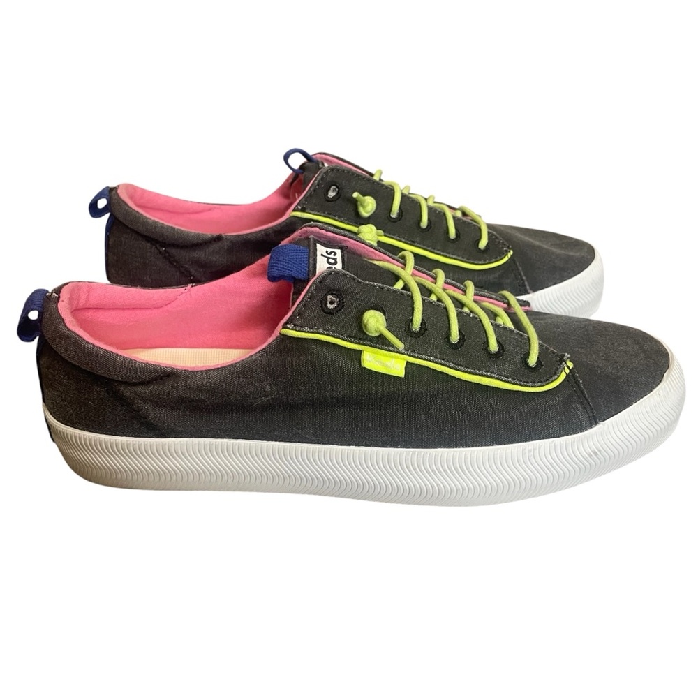 Keds Kickback Black Canvas Pop Sneakers Size 8.5